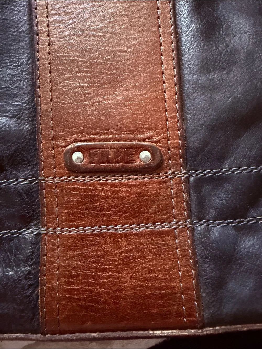 Frye Brown and Black Leather Messenger Bag